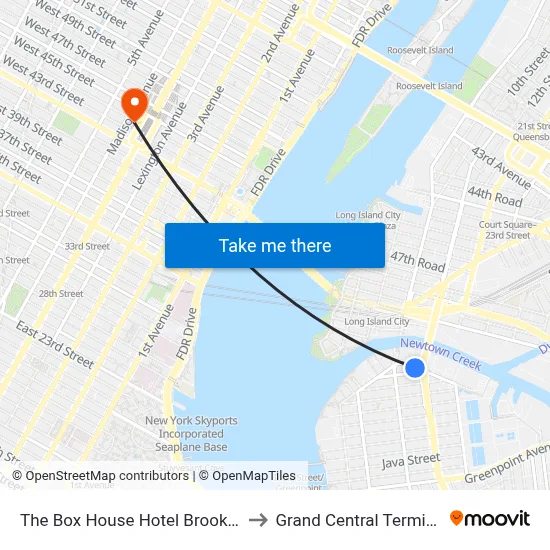 The Box House Hotel Brooklyn to Grand Central Terminal map