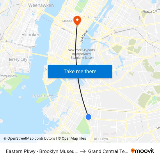 Eastern Pkwy - Brooklyn Museum Station to Grand Central Terminal map