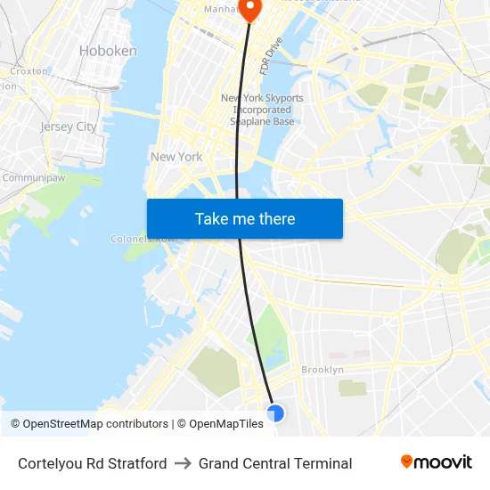 Cortelyou Rd Stratford to Grand Central Terminal map