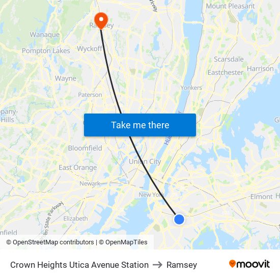 Crown Heights Utica Avenue Station to Ramsey map