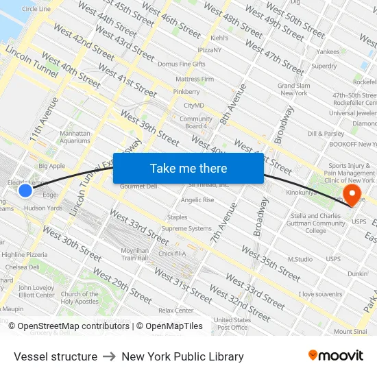Vessel structure to New York Public Library map