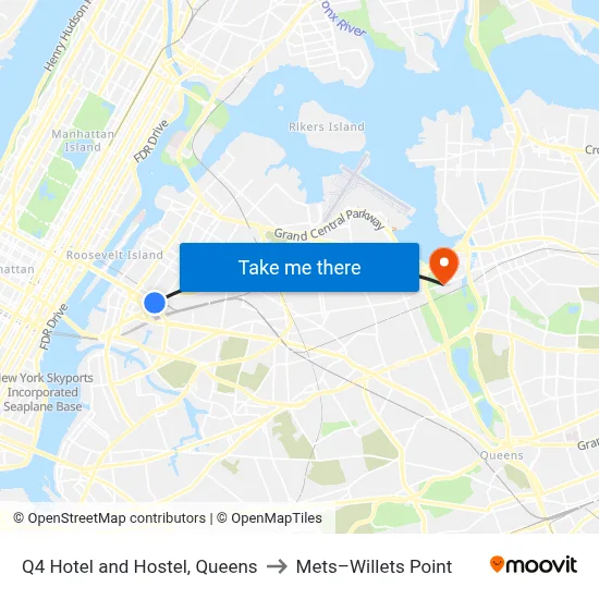 Q4 Hotel and Hostel, Queens to Mets–Willets Point map