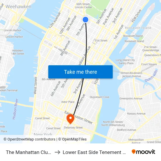 The Manhattan Club New York to Lower East Side Tenement Museum Offices map
