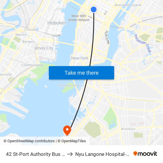 42 St-Port Authority Bus Terminal to Nyu Langone Hospital-Brooklyn map