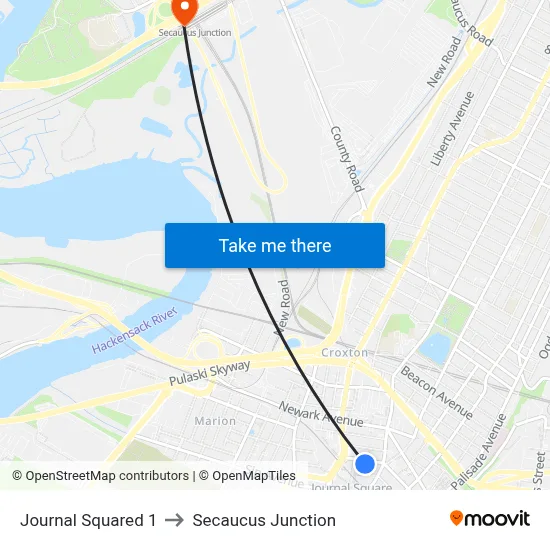 Journal Squared 1 to Secaucus Junction map