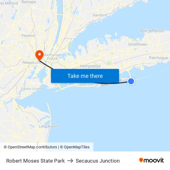 Robert Moses State Park to Secaucus Junction map