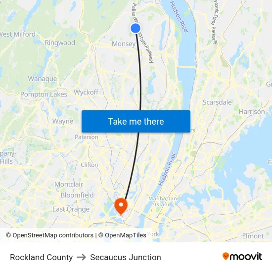 Rockland County to Secaucus Junction map
