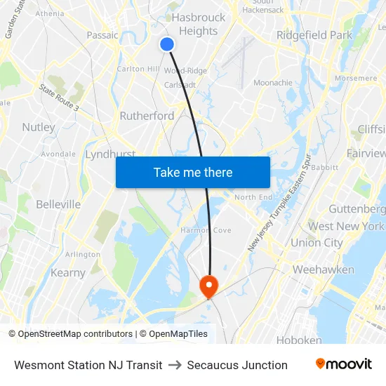 Wesmont Station NJ Transit to Secaucus Junction map