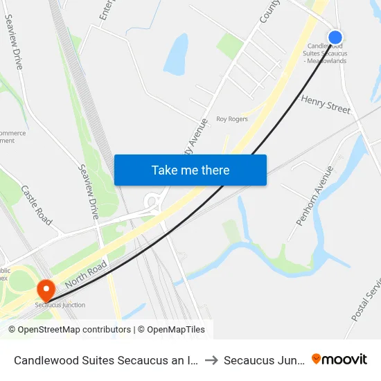 Candlewood Suites Secaucus an IHG Hotel to Secaucus Junction map