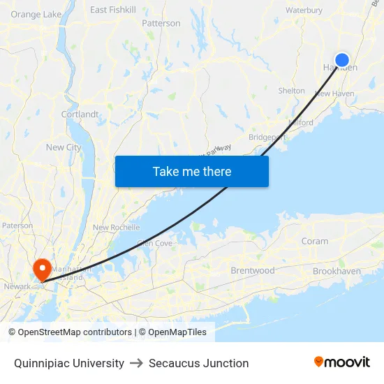 Quinnipiac University to Secaucus Junction map