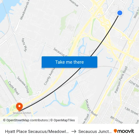 Hyatt Place Secaucus/Meadowlands to Secaucus Junction map