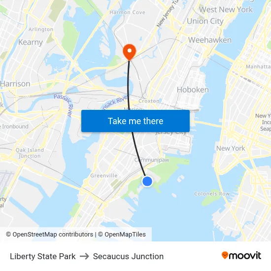 Liberty State Park to Secaucus Junction map