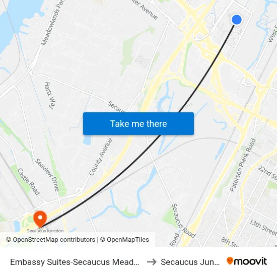 Embassy Suites-Secaucus Meadowlands to Secaucus Junction map