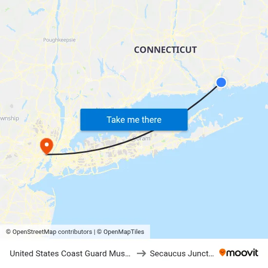 United States Coast Guard Museum to Secaucus Junction map