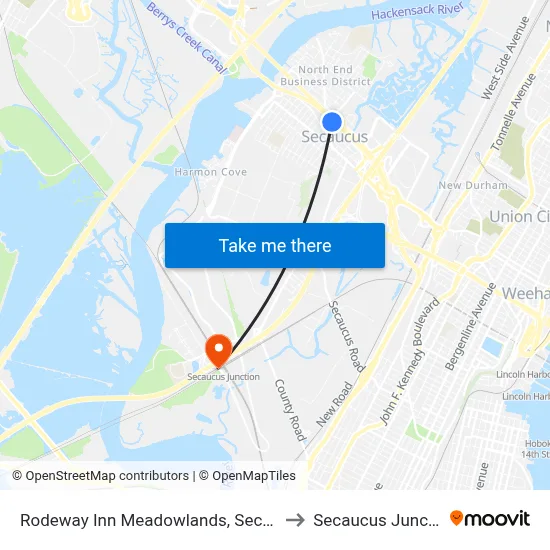 Rodeway Inn Meadowlands, Secaucus to Secaucus Junction map