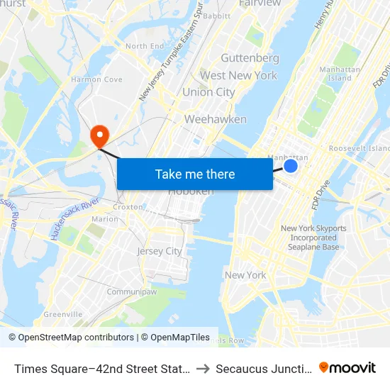 Times Square–42nd Street Station to Secaucus Junction map