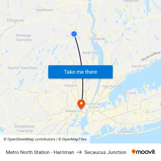 Metro North Station - Harriman to Secaucus Junction map