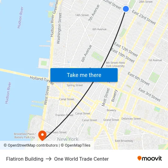 Flatiron Building to One World Trade Center map