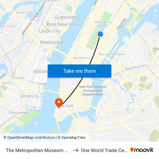 The Metropolitan Museum Of Art to One World Trade Center map