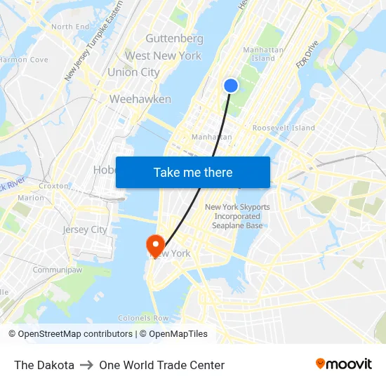 The Dakota to One World Trade Center map