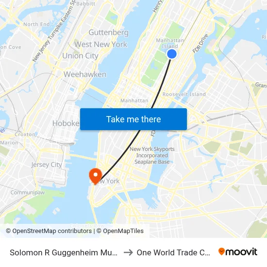 Solomon R Guggenheim Museum to One World Trade Center map