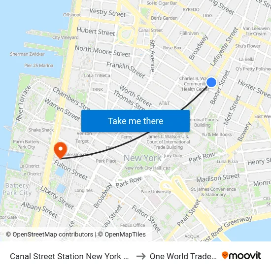 Canal Street Station New York City Subway to One World Trade Center map