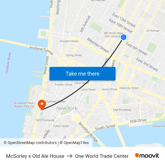McSorley s Old Ale House to One World Trade Center map