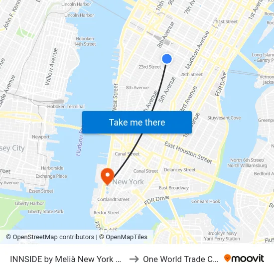 INNSIDE by Melià New York Nomad to One World Trade Center map