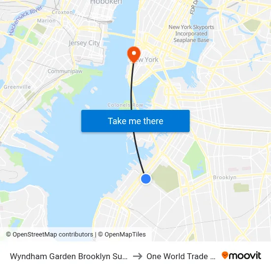 Wyndham Garden Brooklyn Sunset Park to One World Trade Center map