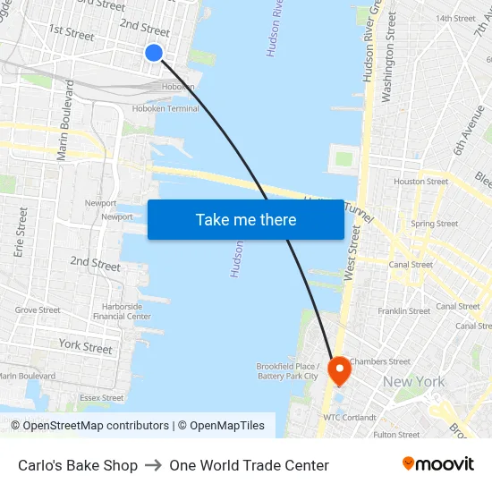 Carlo's Bake Shop to One World Trade Center map