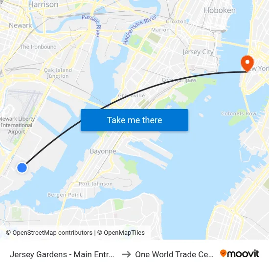 Jersey Gardens - Main Entrance to One World Trade Center map