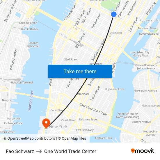 Fao Schwarz to One World Trade Center map