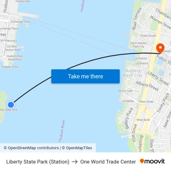 Liberty State Park (Station) to One World Trade Center map