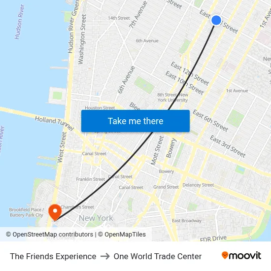 The Friends Experience to One World Trade Center map