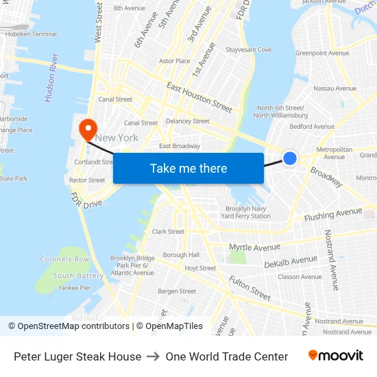 Peter Luger Steak House to One World Trade Center map