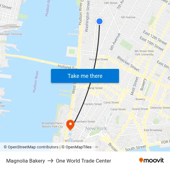 Magnolia Bakery to One World Trade Center map