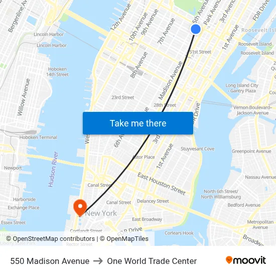 Sony Building to One World Trade Center map