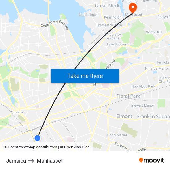 Jamaica to Manhasset map