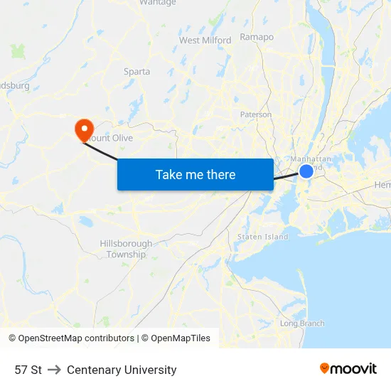 57 St to Centenary University map