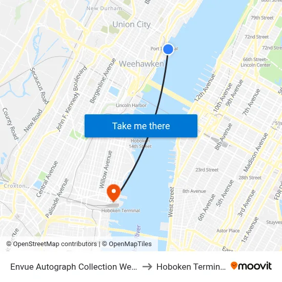 Envue Autograph Collection Weehawken to Hoboken Terminal Lot map