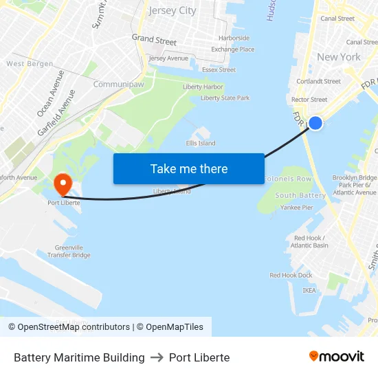Battery Maritime Building to Port Liberte map