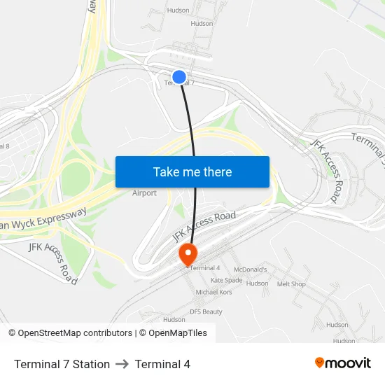 Terminal 7 Station to Terminal 4 map
