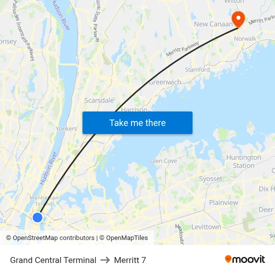 Grand Central Terminal to Merritt 7 map