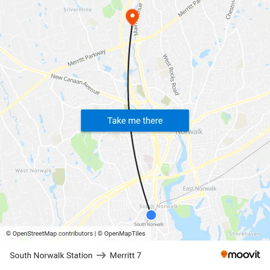 South Norwalk Station to Merritt 7 map