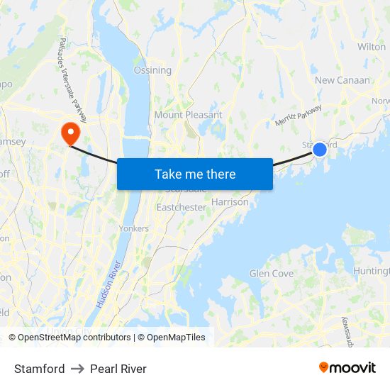 Stamford to Pearl River map