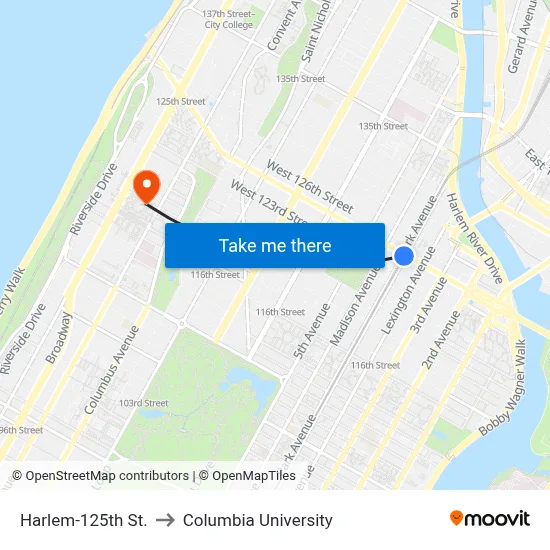 Harlem-125th St. to Columbia University map