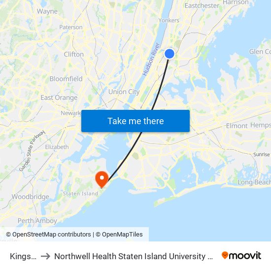 Kingsbridge Rd to Northwell Health Staten Island University Hospital North (Staten Island University Hosp North) map