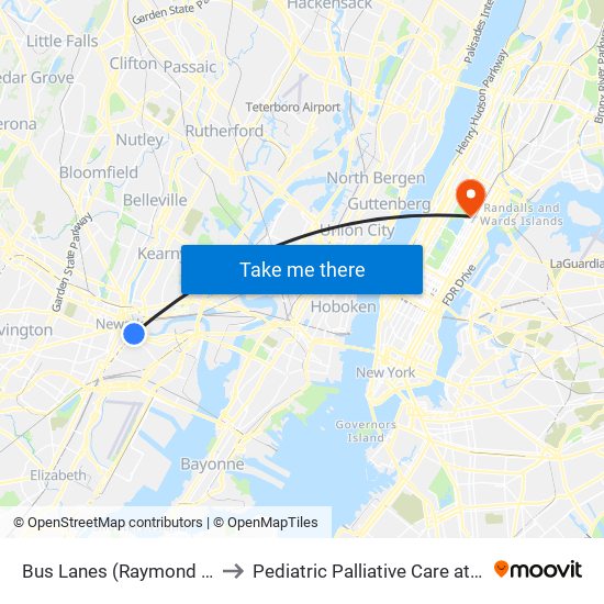 Bus Lanes (Raymond Blvd Side) to Pediatric Palliative Care at Mount Sinai map