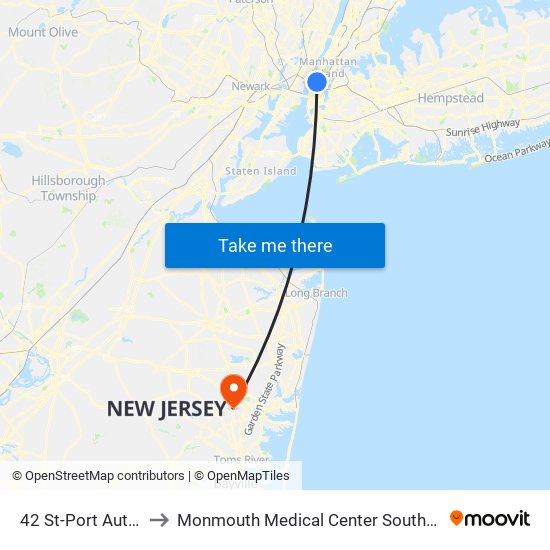 42 St-Port Authority Bus Terminal to Monmouth Medical Center Southern Campus Laboratory Drawing Station map