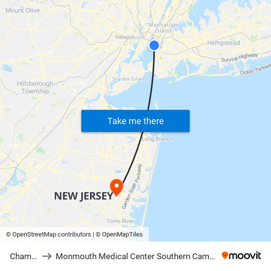 Chambers St to Monmouth Medical Center Southern Campus Laboratory Drawing Station map